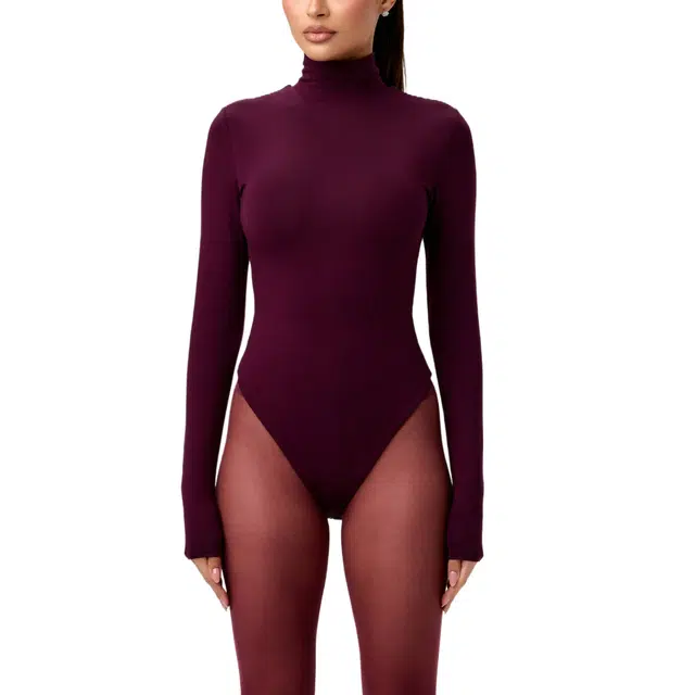 NAKED WARDROBE Butter Turtleneck Contour Bodysuit