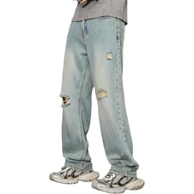 隐狼世家 夏季宽松中腰百搭长裤牛仔裤 男款