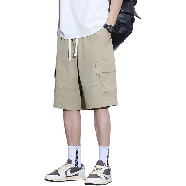 童先森 时尚百搭工装薄款宽松直筒潮牌休闲短裤 男款