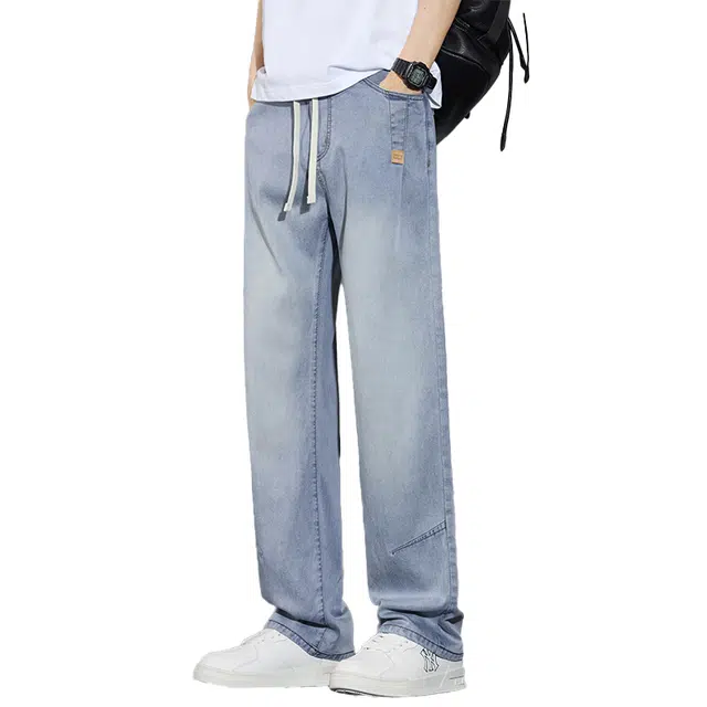 协协乐 薄款美式潮牌宽松阔腿休闲夏季牛仔裤 男款