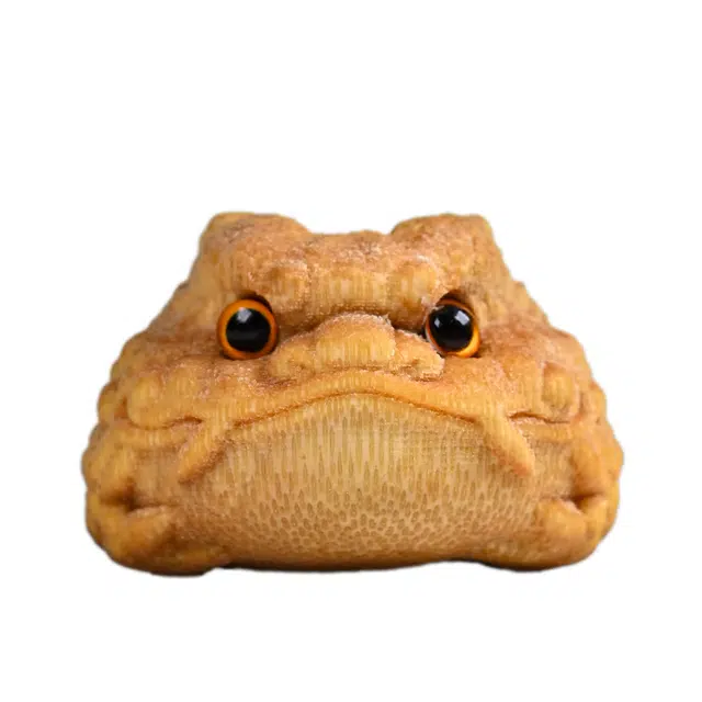 素于 国潮潮玩创意雕刻工艺品吉祥物招财龙蟾吉祥如意步步高升财运亨通随身附带办公家居盘玩好运 竹木 把件 男女同款情侣款