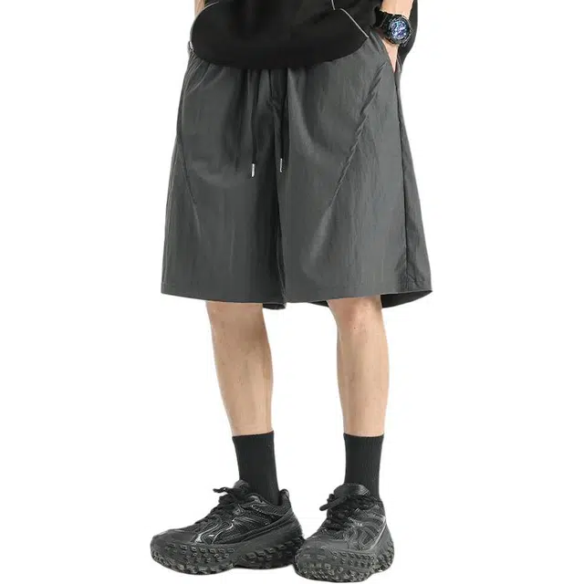 童先森 薄款运动五分裤外穿训练直筒宽松速干休闲短裤 男款