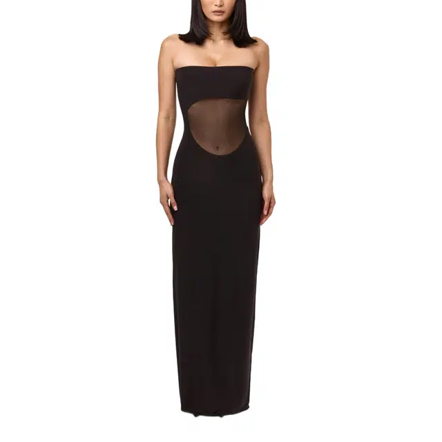 NAKED WARDROBE Hourglass Mesh Tube Maxi Dress