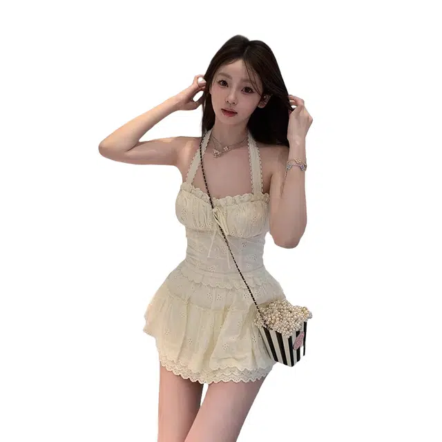 涂诗菲 舒适简约吊带上衣时尚通勤休闲短裙裙装套装 女款 白色