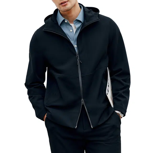 丹宁哲学 高档斜纹抗皱无缝连帽夹克外套 男款