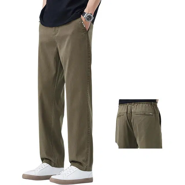 吉肯蒂 莱塞尔直筒裤子男夏季休闲裤天丝垂感舒适潮流百搭阔腿长裤 男款