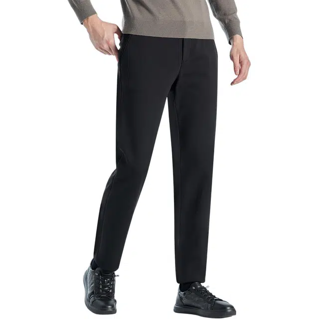 利郎 加绒内里厚款保暖弹力纯色 直筒款中腰极简风商务休闲裤 男款