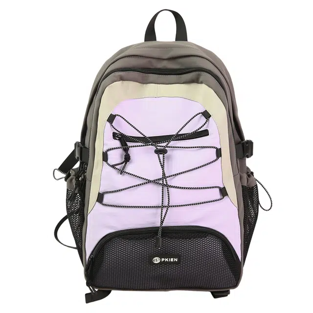 捷朗仕 高级感大学生撞色美式高阶书包轻便大容量电脑背包 尼龙 双肩包 男女同款情侣款 紫色/黑色/绿色/蓝色