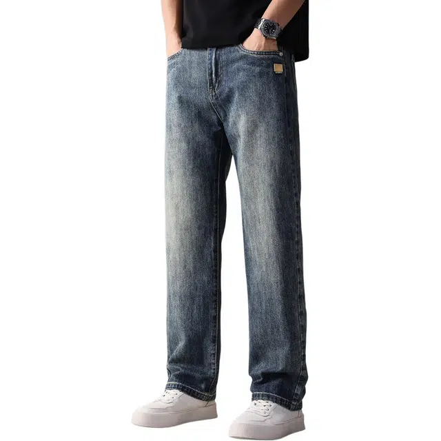 贵色 潮牌中性穿搭复古休闲百搭耐磨神器裤子美式复古高街风做旧碳磨洗水直筒长裤牛仔裤 男女同款