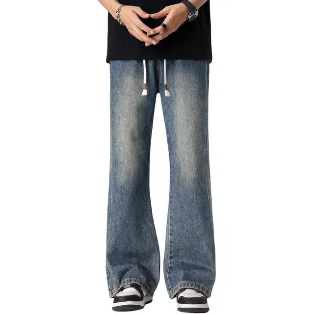 童先森 美式复古高街直筒百搭潮流牛仔裤 男款