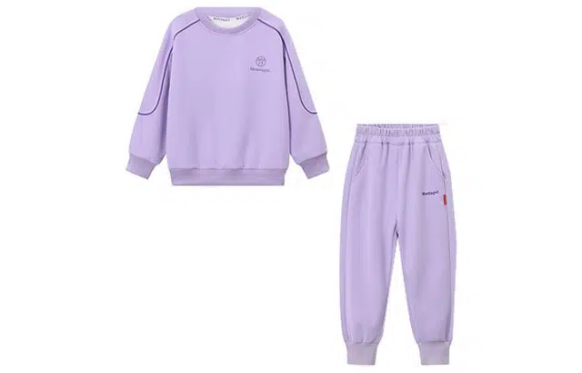 梦特娇 童装 纯色字母绣花休闲运动套装 男童女童