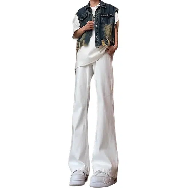 单爵 美式高街直筒时尚复古牛仔裤 男女同款