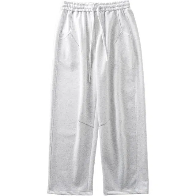 杜克恩 美式复古纯色百搭弯刀宽松垂感休闲裤 男女同款