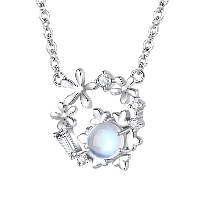 【幻彩琉璃】 银千惠 冬日初雪浪漫告白雪花六芒星变色琉璃可调节锁骨链 轻奢简约镂空闪锆纯银女友吊坠 甜蜜恋爱心动信号 琉璃 项链 女款