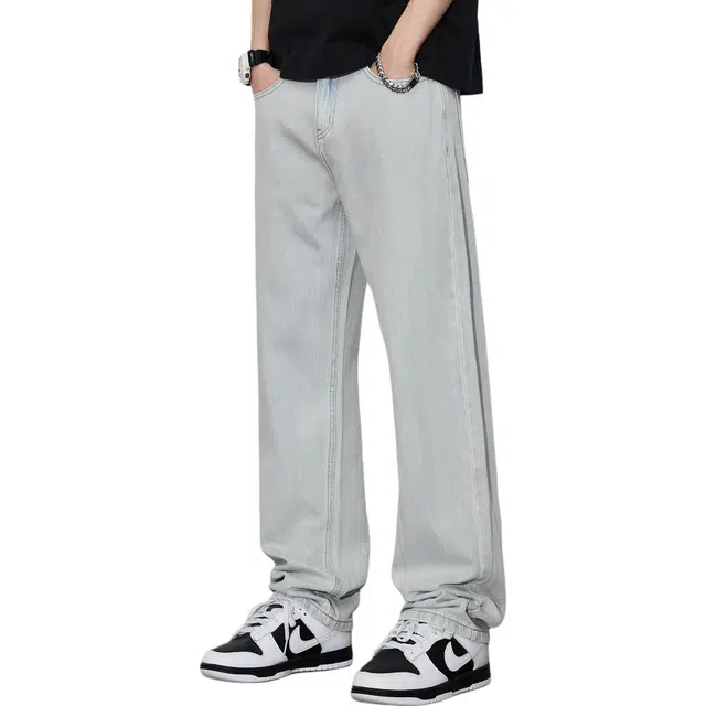 隐狼世家 高街宽松直筒中腰长裤牛仔裤 男款