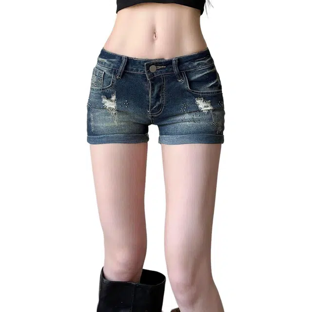 哒头下雨不愁 舒适时尚通勤简约牛仔短裤 女款