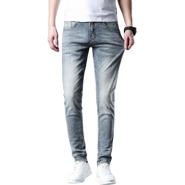 吉肯蒂 高端夏季潮牌修身做旧弹力小脚裤牛仔裤 男款