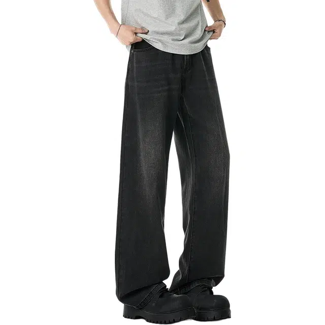 米素力 宽松中腰长裤百搭牛仔裤 男款