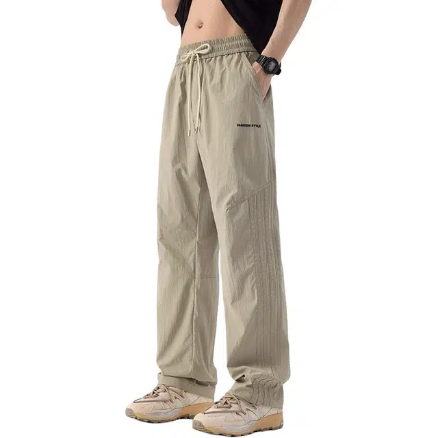 童先森 夏季薄款冰丝凉感宽松直筒户外伞兵休闲裤 男款