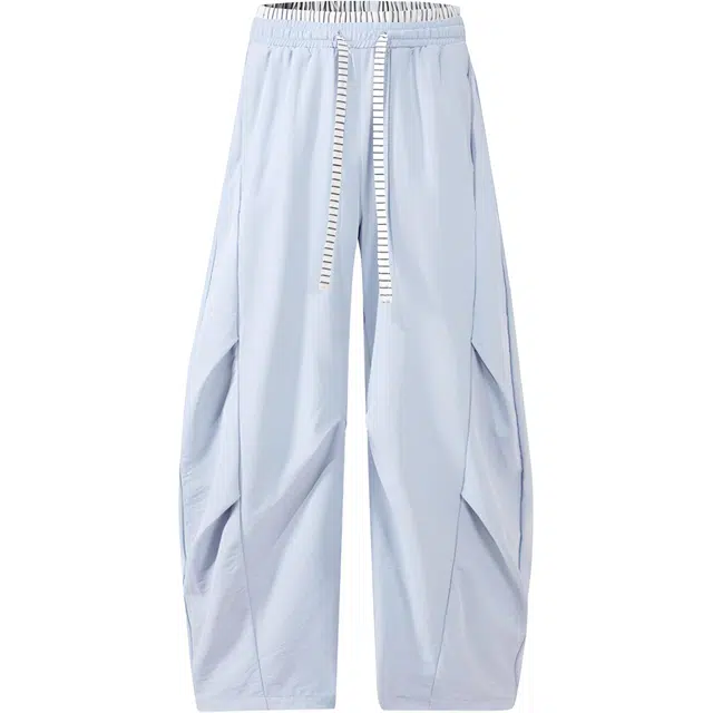 稻草人 男生冰丝透气裤子男款夏季美式潮牌宽松直筒阔腿长裤时尚百搭潮流弯刀裤休闲裤 男女同款