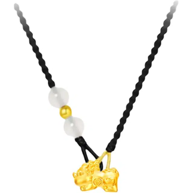 【赠暴富手机贴】 重庆金店 貔貅好运莲莲新中式国潮气质优雅简约百搭 小众轻奢设计高级 琉璃 项链 男女同款情侣款