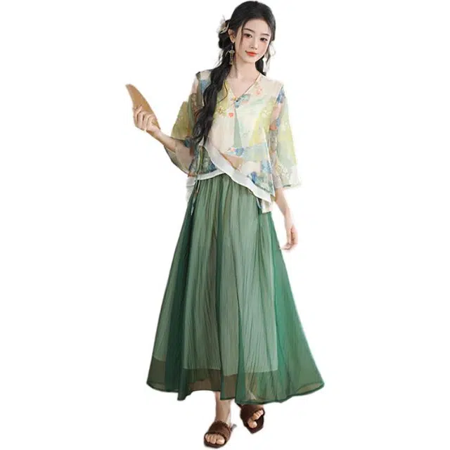 丝絮丝绸 复古舒适百搭气质裙装套装 女款