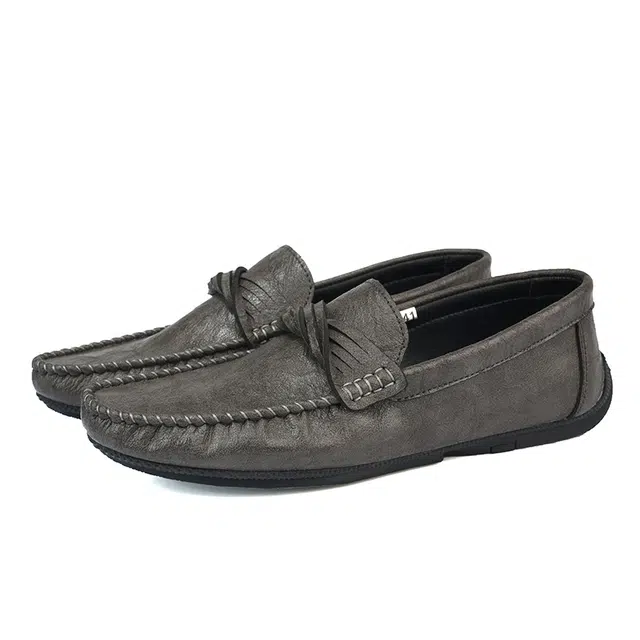 英伦骑士 二层牛皮 一脚蹬 柔软舒适 通勤 潮流百搭 真皮时尚 软底软面 简约 休闲鞋 男款 灰色