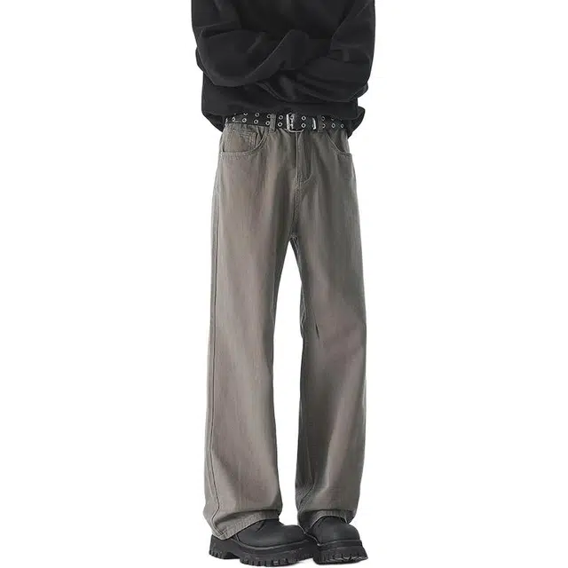 童先森 美式复古高街宽松直筒阔腿潮牌工装长裤休闲裤 男款
