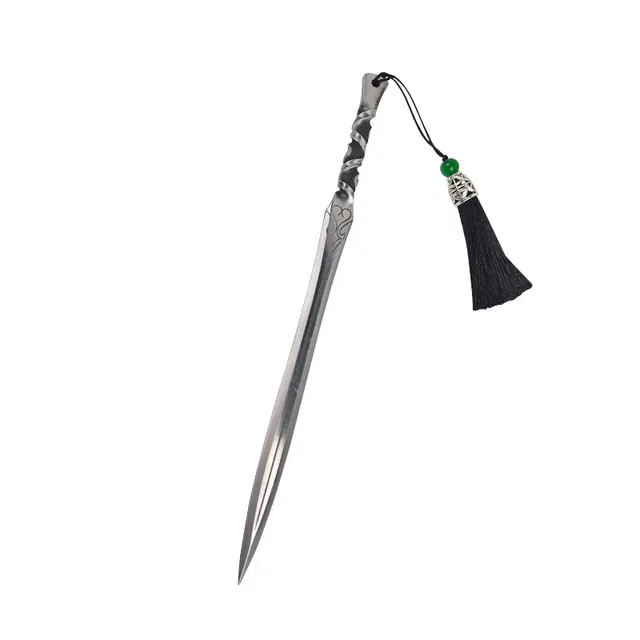 天字号 云岚剑 微型小兵器碳钢一体锻造皮套茶针茶刀 成品模型