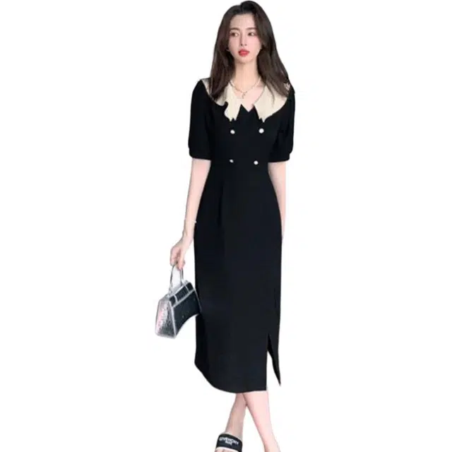 水中花 休闲简约通勤时尚短袖连衣裙 女款