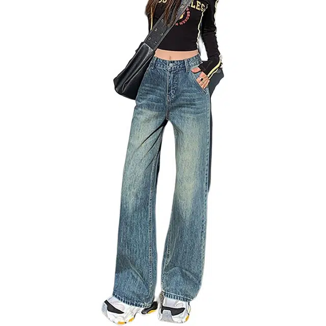 如续 时尚百搭气质优雅清新牛仔裤 女款