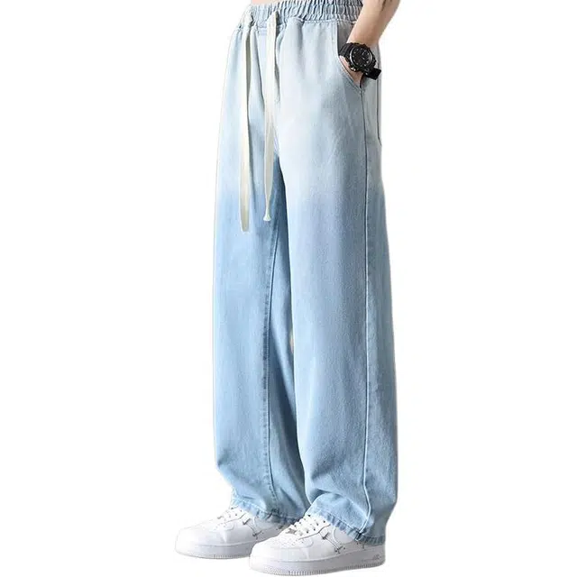 童先森 渐变薄款宽松休闲美式高街水洗长裤牛仔裤 男款