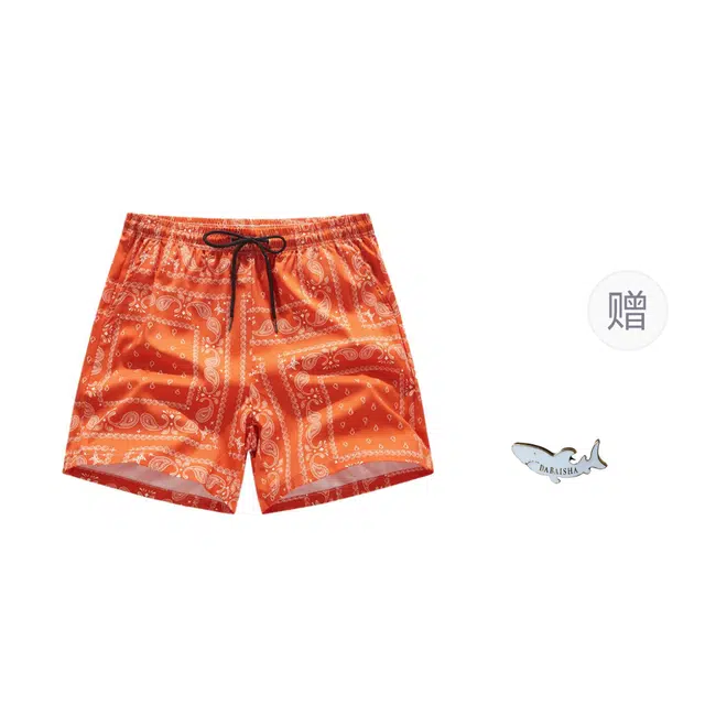 大白鲨 沙滩裤潮流宽松沙滩腰果花高街运动五分裤速干休闲短裤 男款
