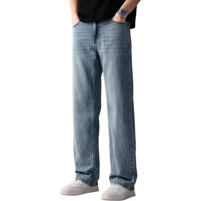 贵色 美式高街水洗阔腿休闲直筒裤中性日常百搭莱赛尔痞帅简约通勤牛仔裤 男女同款
