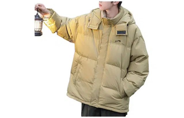 贵人鸟 纯色连帽保暖羽绒服 男款