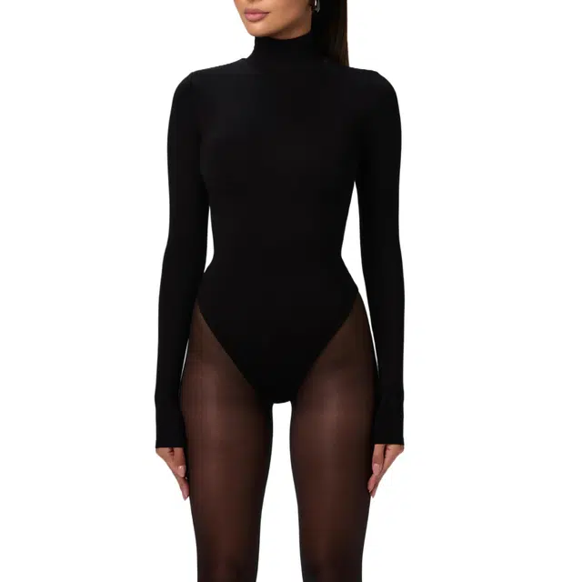 NAKED WARDROBE Butter Turtleneck Contour Bodysuit