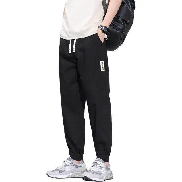 瑞梵帝斯 美式薄款做旧复古潮牌高街宽松亲肤水洗柔软束脚直筒运动休闲裤 男款