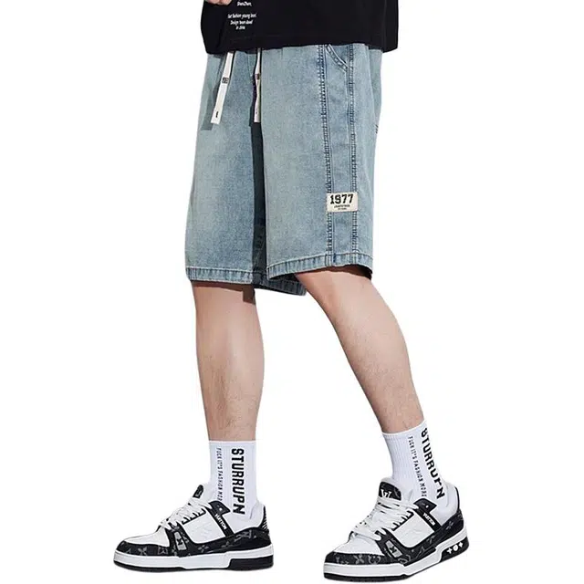 童先森 凉感宽松休闲舒适百搭五分裤牛仔短裤 男款