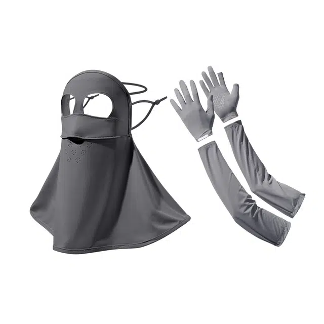 南极人 冰丝口罩遮全脸防紫外线脸基尼透气遮脖子脸罩手套夏季开车骑行遮阳护臂袖套手袖宽松冰袖可触屏 轻薄 防晒面罩 女款