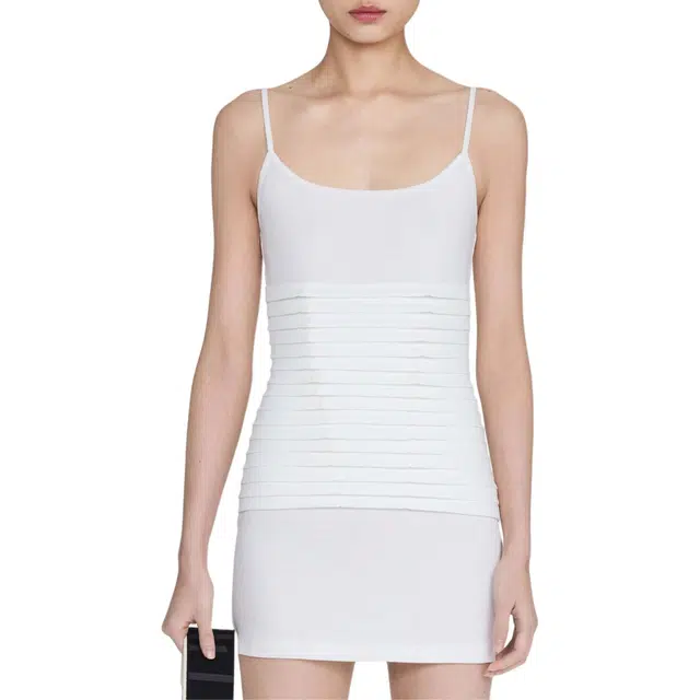 DION LEE VENTRAL BONED RIB DRESS Ivory