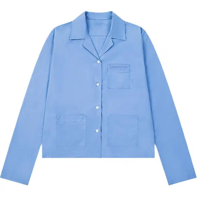 奇迹街区 美式复古纯色宽松风情侣休闲长袖衬衫 男女同款