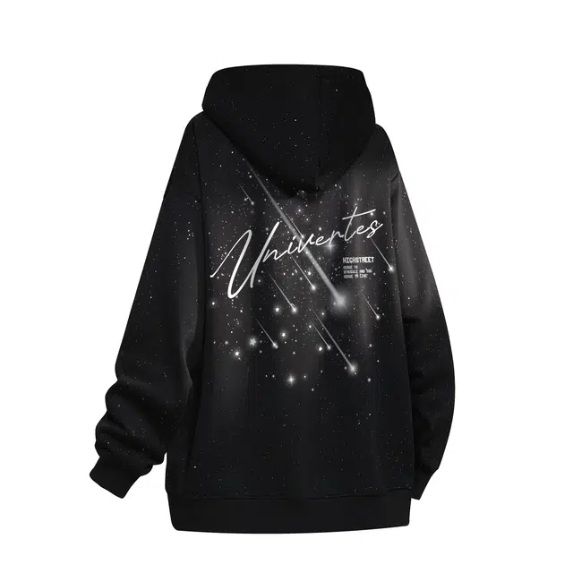 物质公式 满天星系列 重磅美式高街复古趣味流星品牌字母印花设计感潮流时尚连帽宽松百搭基础款简约休闲头套落肩袖长袖卫衣 男女同款