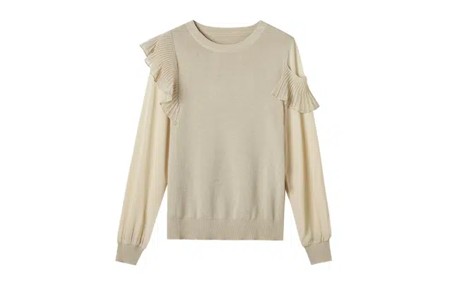 【dme】 纯色拼接休闲长袖针织衫 女款