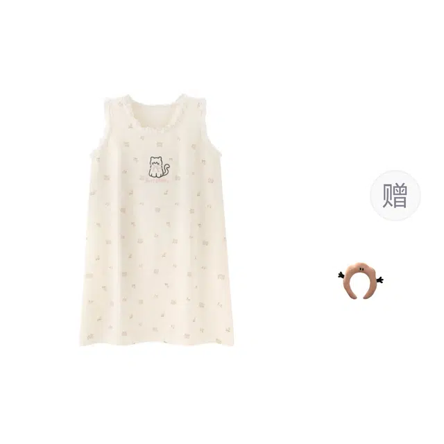 依钗 小猫卡通凉感睡衣背心可外穿家居服睡裙连衣裙 女款