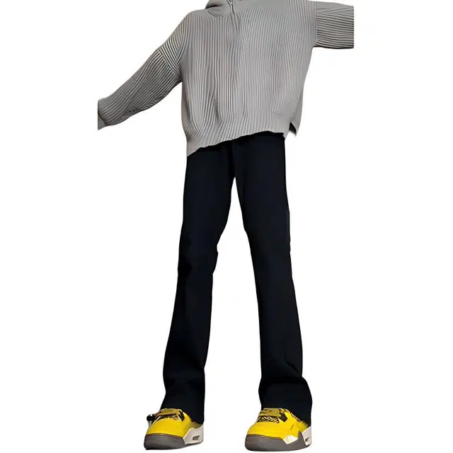 八哥 水洗做旧美式黑牛弯刀裤复古修身高腰直筒休闲高级感百搭垂感微喇牛仔裤 男女同款