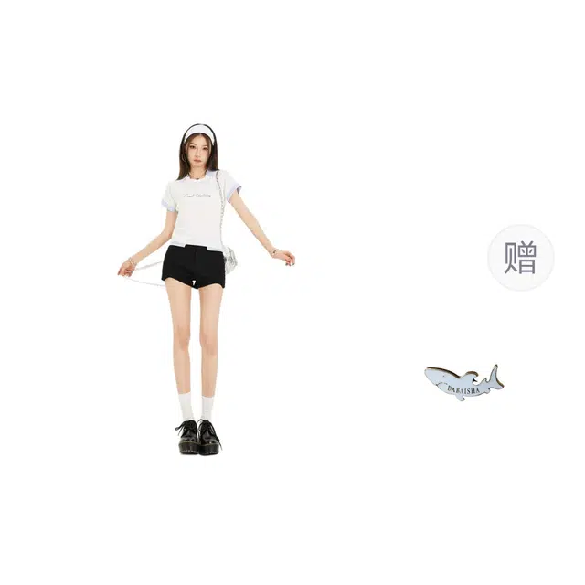 大白鲨 美式高腰显瘦经典牛仔短裤 男女同款