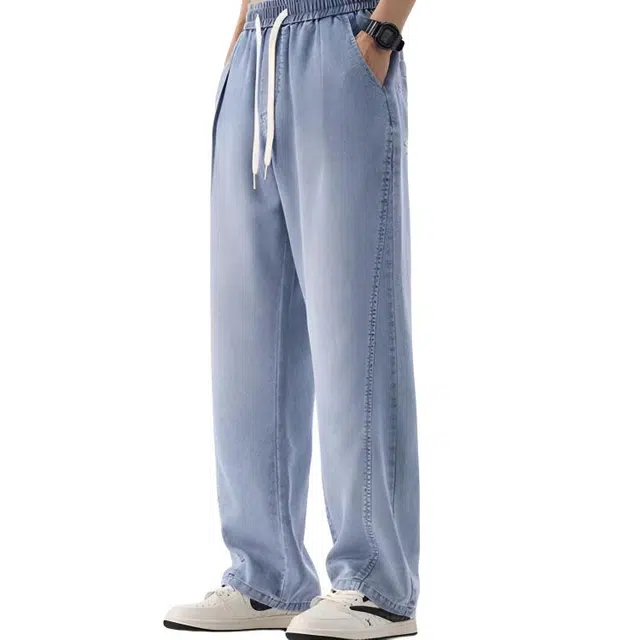 童先森 宽松直筒舒适垂顺感高级感小众时髦长裤牛仔裤 男款