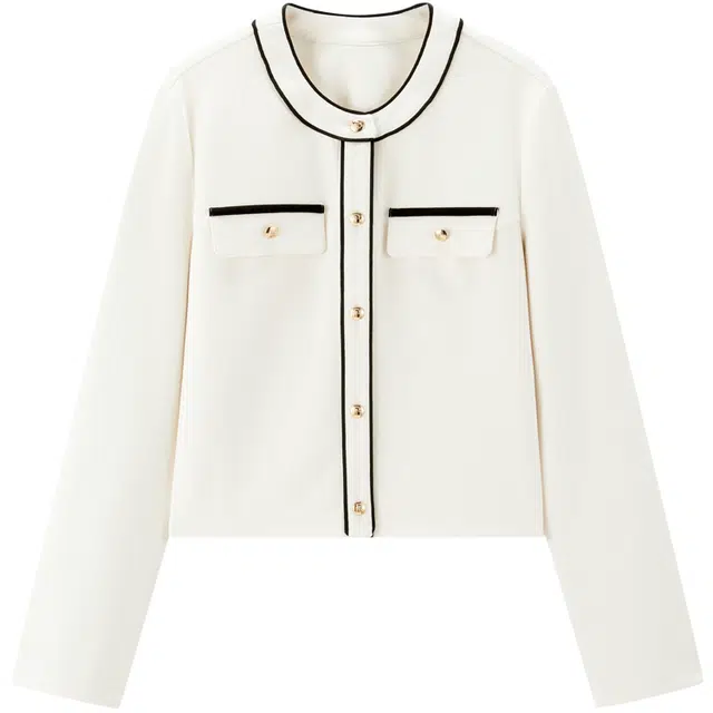 太平鸟 圆领简约肌理感小香风时尚上衣优雅气质开衫百搭短外套 女款