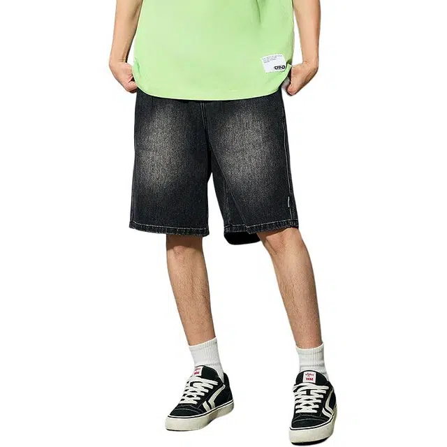 三福 潮流复古中腰五分裤牛仔短裤 男款