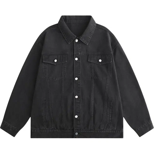 零氏 美式复古高街基础款渐变废土风黄泥染宽松休闲翻领嘻哈流行上衣做旧工装夹克痞帅夹克外套 男女同款